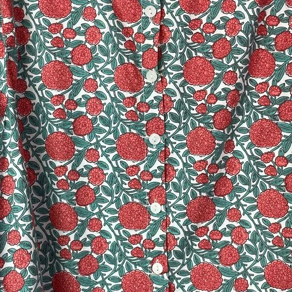 Tulip Top Button Down Floral Tunic 100% Cotton Long Sleeve Size Large Boxy - Picture 2 of 13